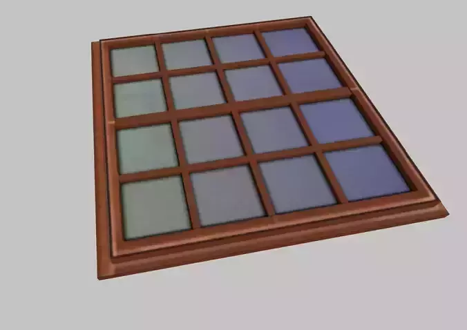 low poly window 1 wooden with squares Low-poly 3D model