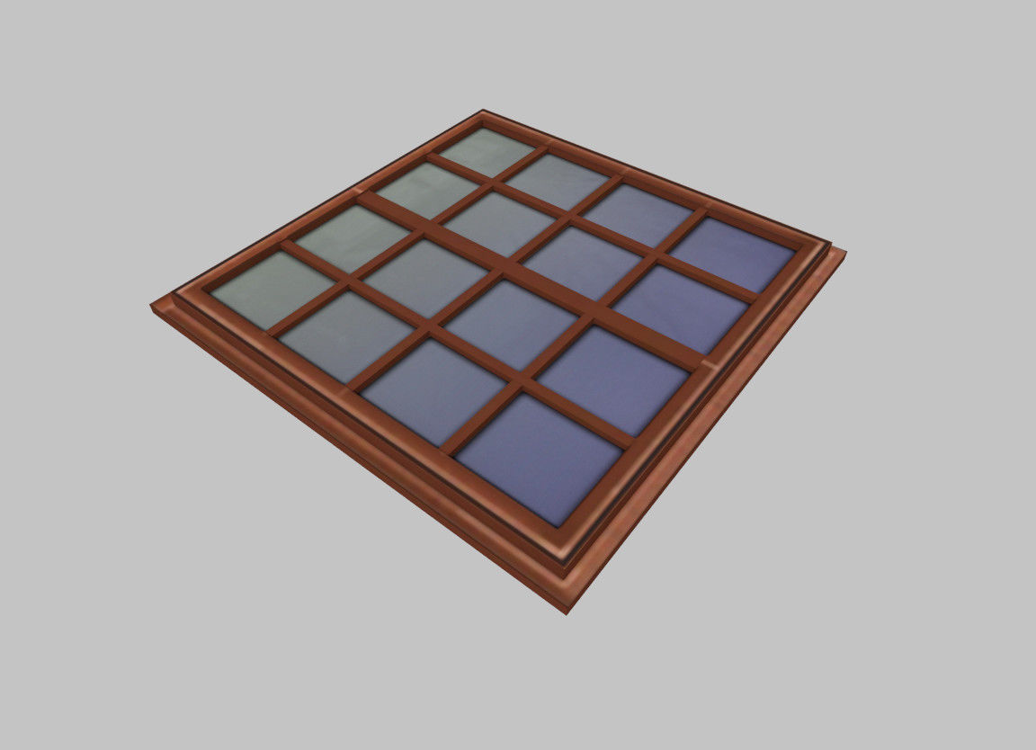 low poly window 1 wooden with squares Low-poly 3D model_2