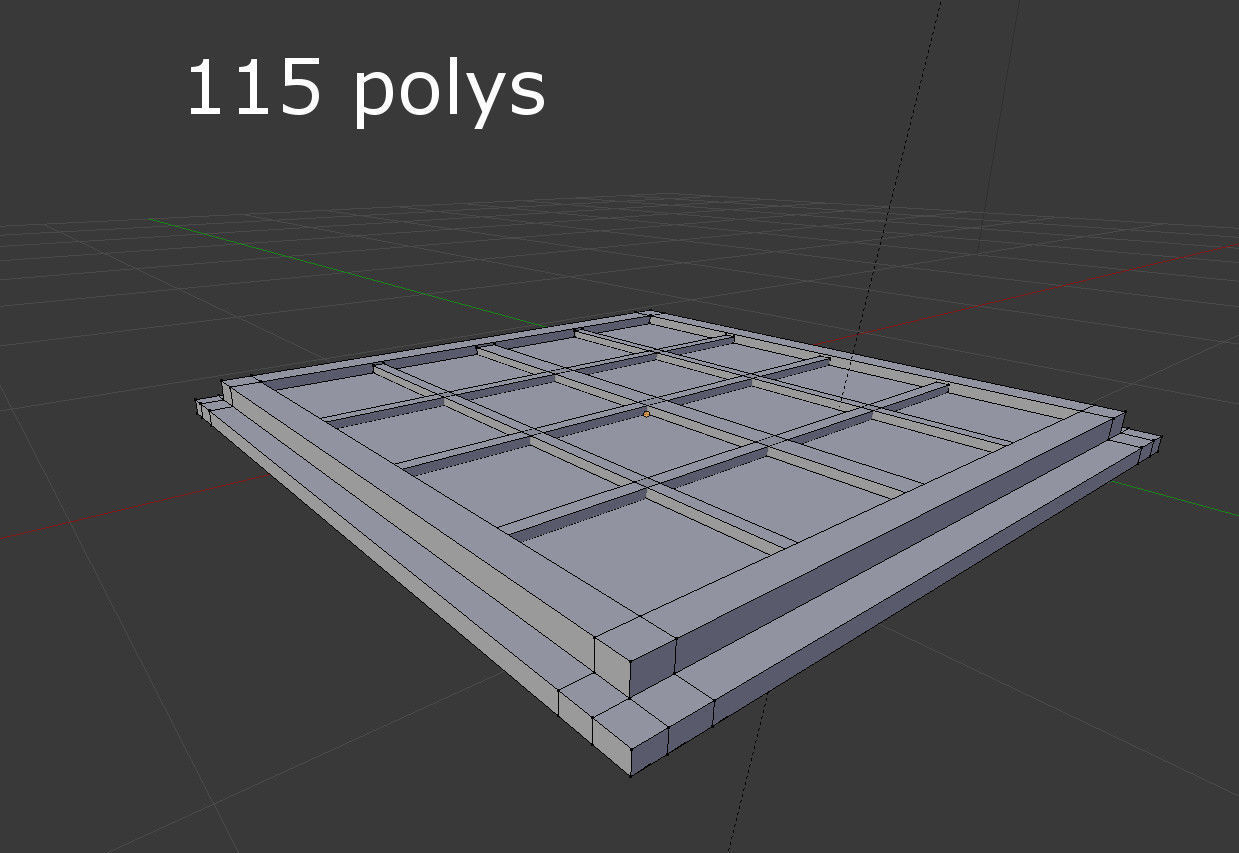 low poly window 1 wooden with squares Low-poly 3D model_3