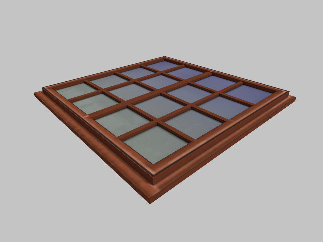 low poly window 1 wooden with squares Low-poly 3D model_1