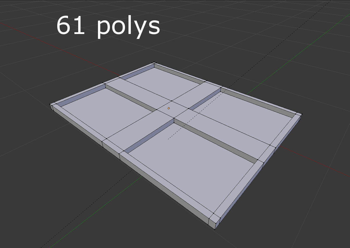 low poly window 3 with four squares in it Low-poly 3D model_2