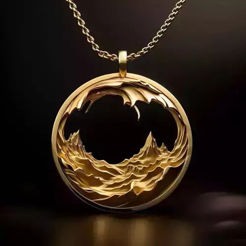 Ocean Wave Gold Pendant Artistic Nature Inspired Jewelry Design