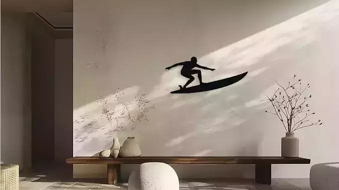 Surfer Silhouette Wall Decor Art