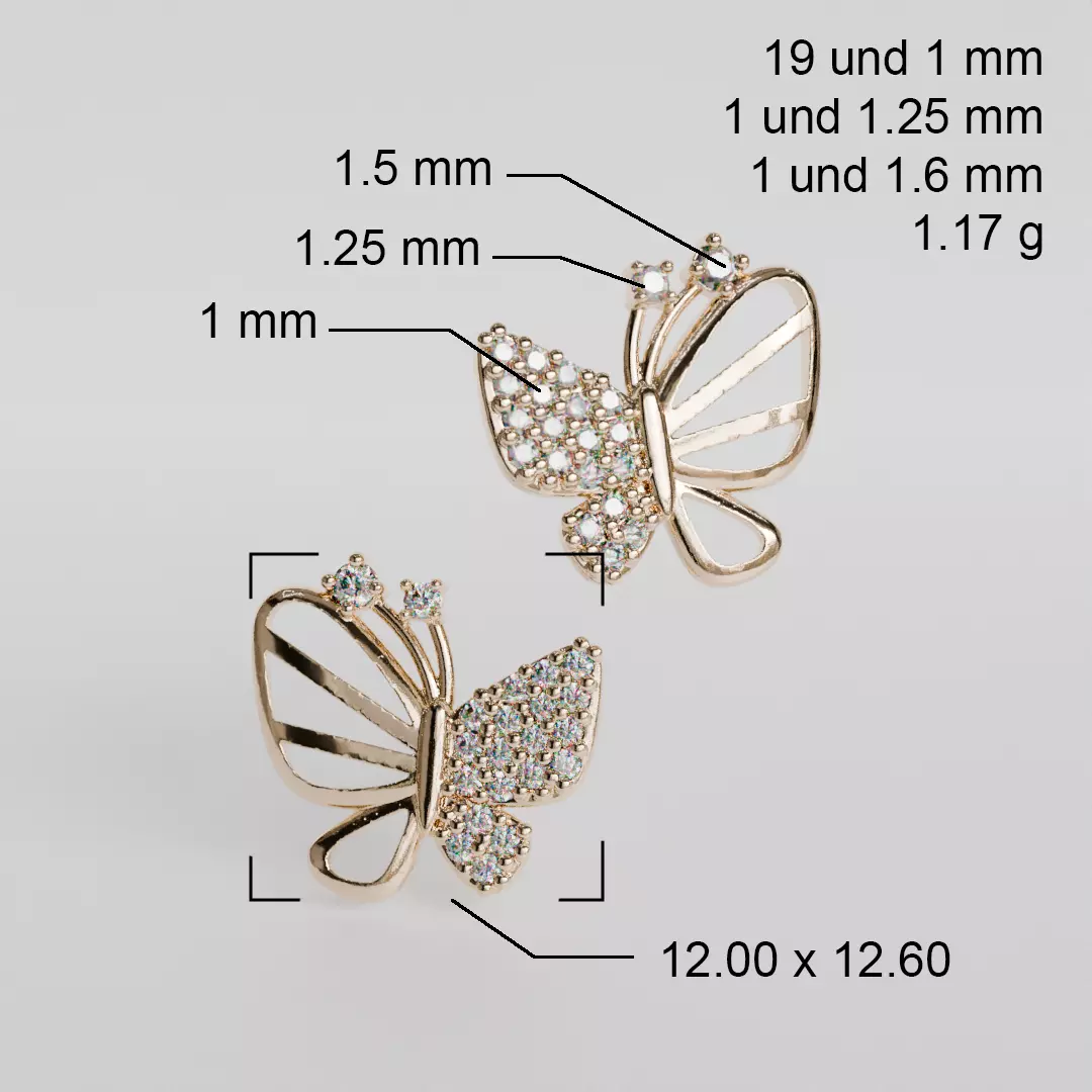 butterfly earrings 3D print model