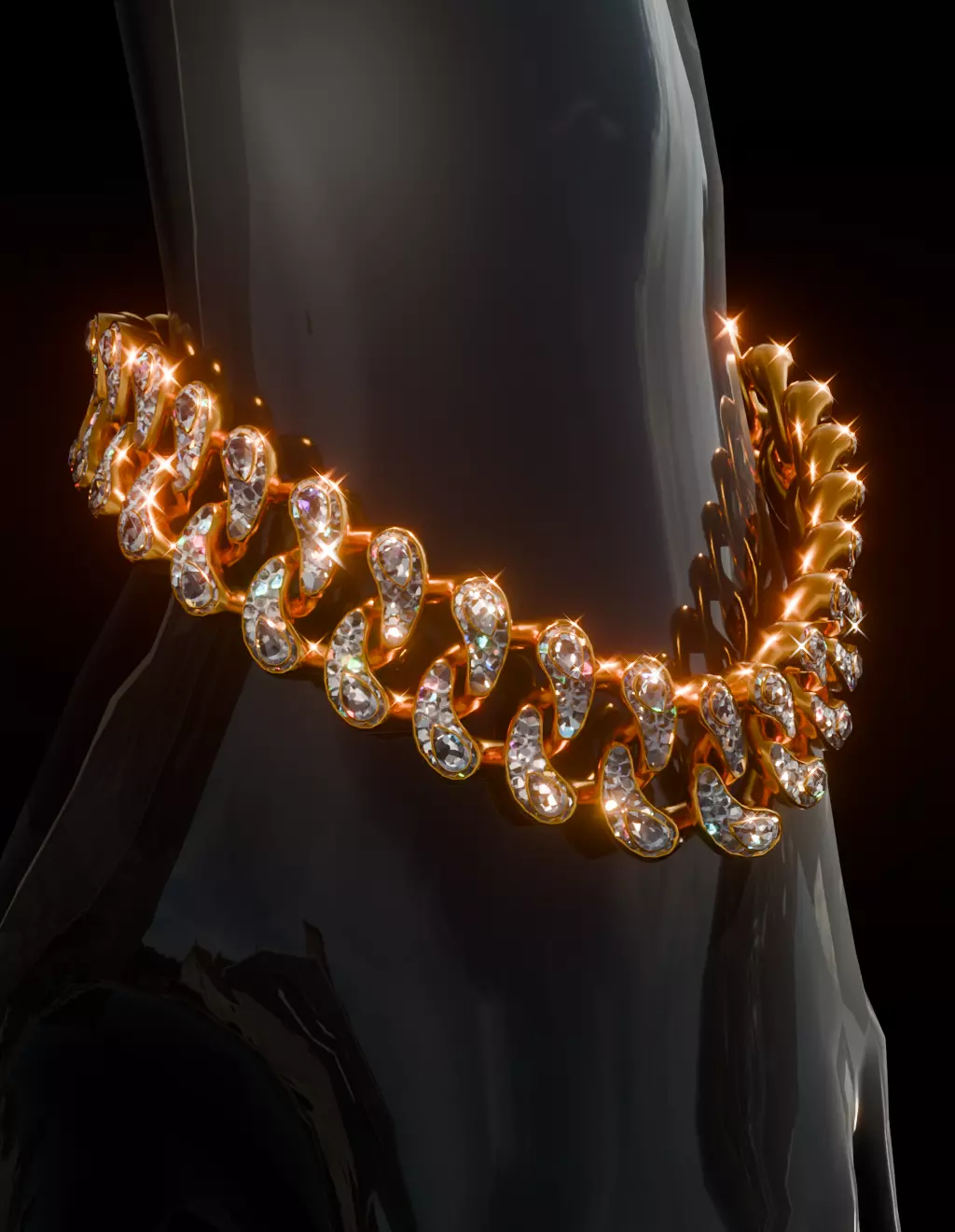 FIVEM PEAR CUT DIAMOND LINK SINGLE DOUBLE Low-poly 3D model_7