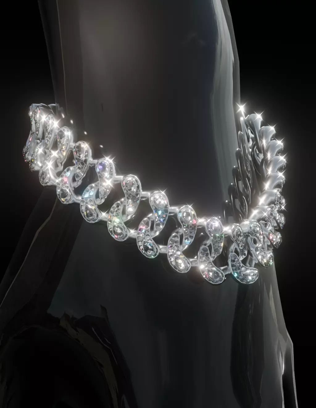 FIVEM PEAR CUT DIAMOND LINK SINGLE DOUBLE Low-poly 3D model_8