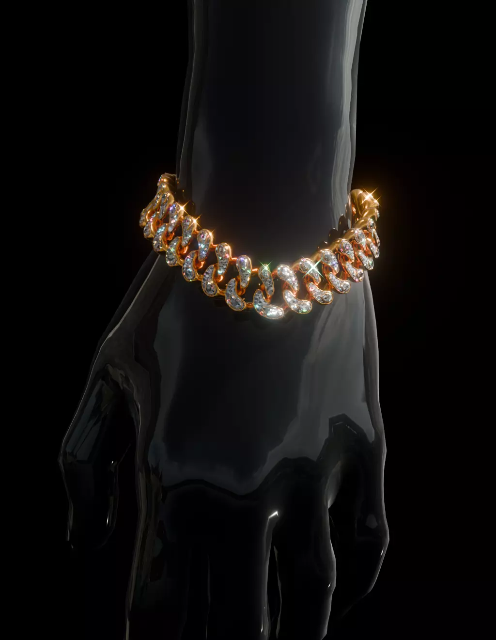 FIVEM PEAR CUT DIAMOND LINK SINGLE DOUBLE Low-poly 3D model_6