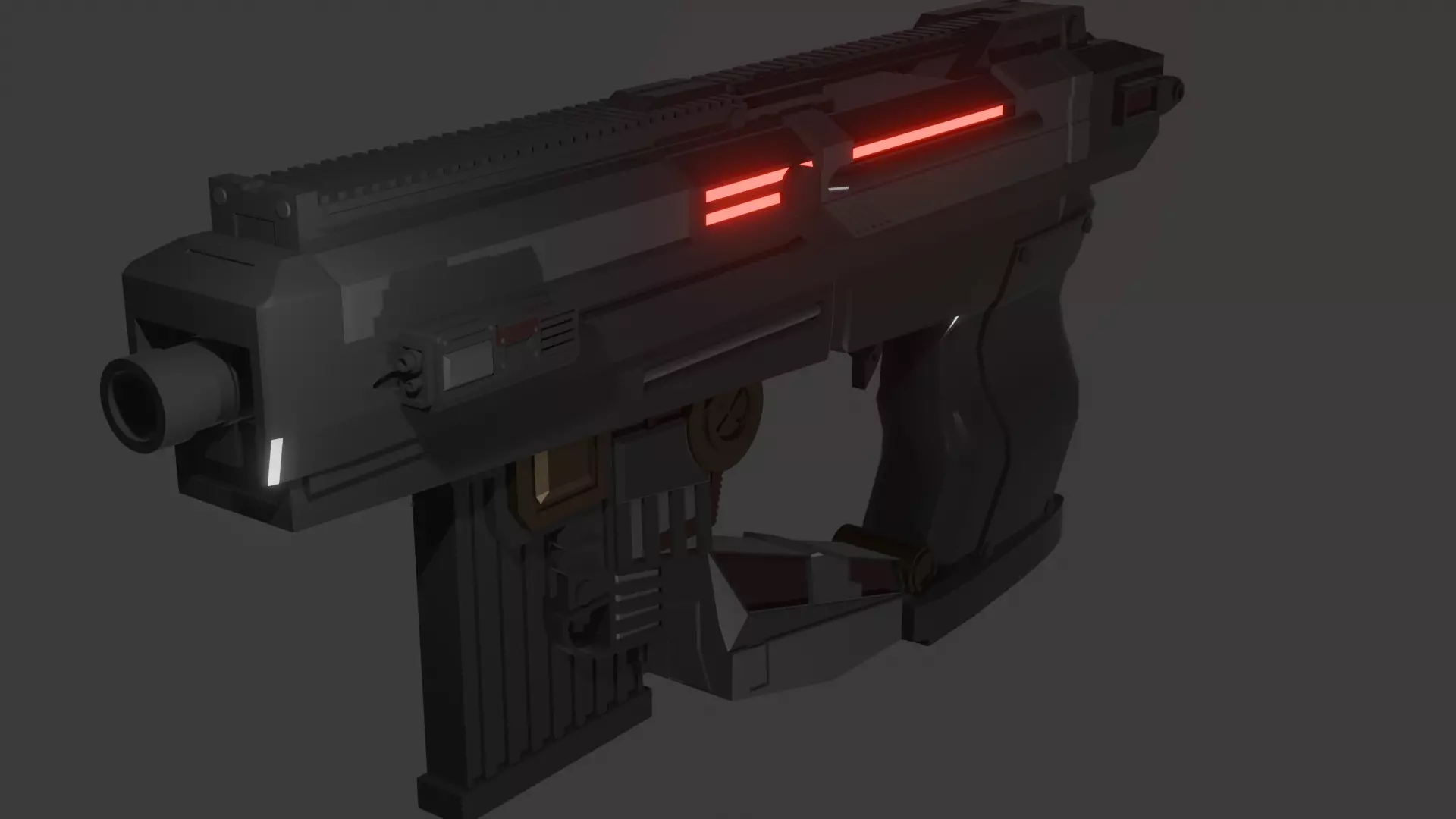 Sci-Fi Handgun Game Ready 3D Model Low-poly 3D model_1