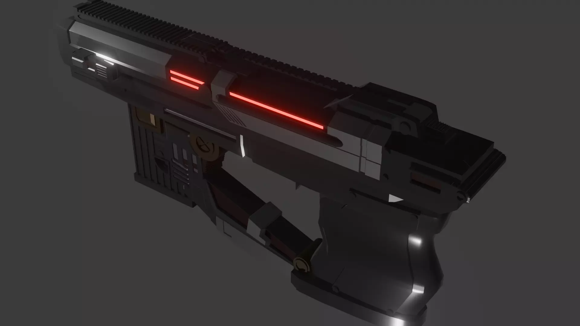 Sci-Fi Handgun Game Ready 3D Model Low-poly 3D model_5