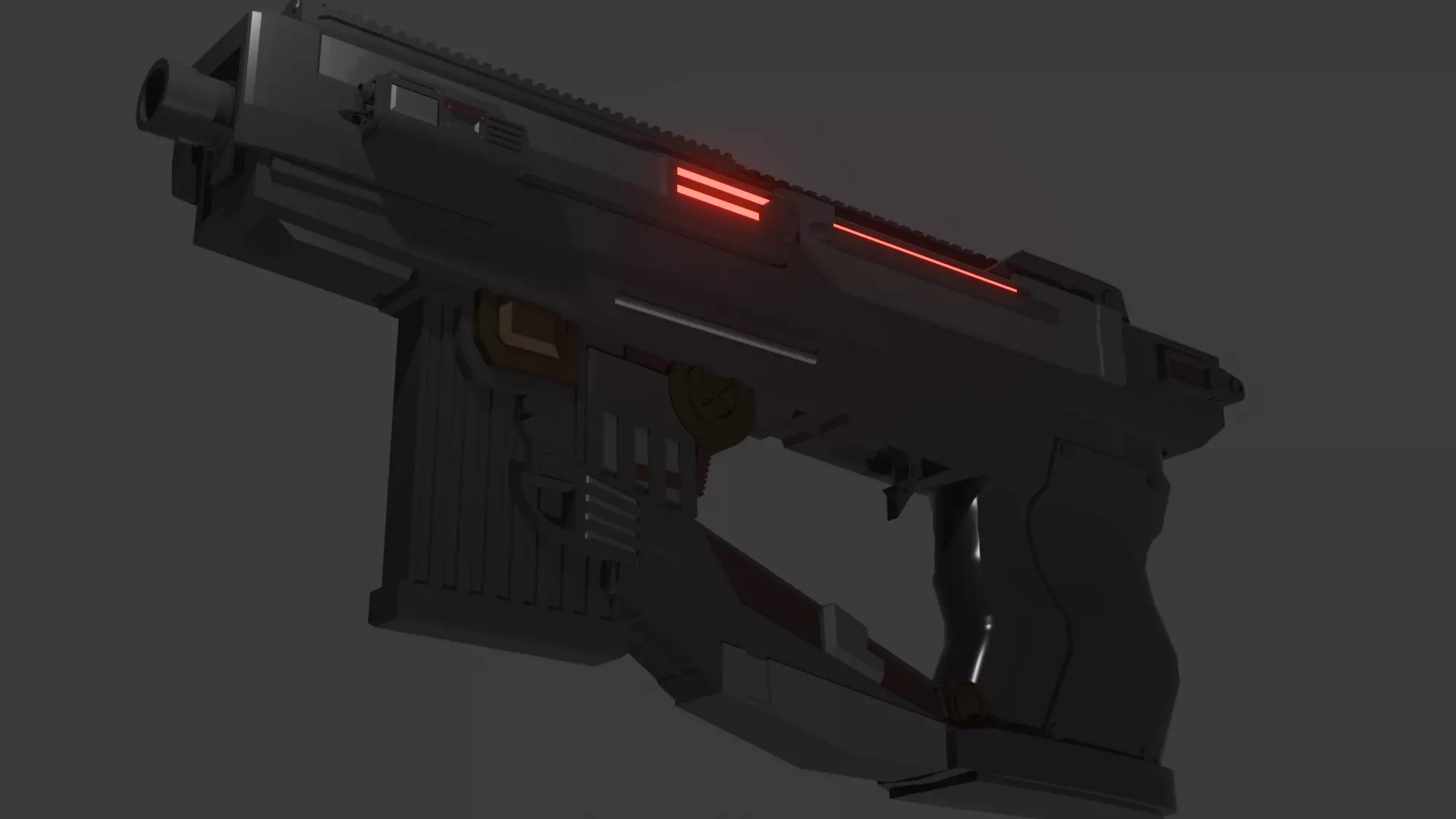 Sci-Fi Handgun Game Ready 3D Model Low-poly 3D model_3