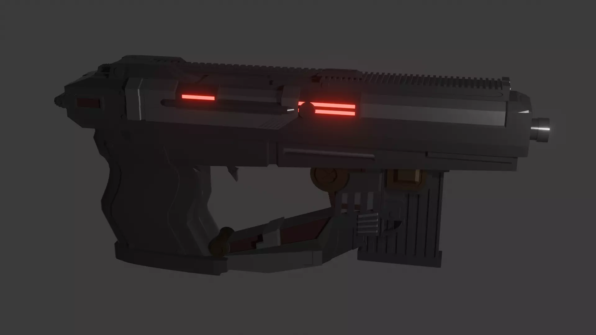 Sci-Fi Handgun Game Ready 3D Model Low-poly 3D model_7