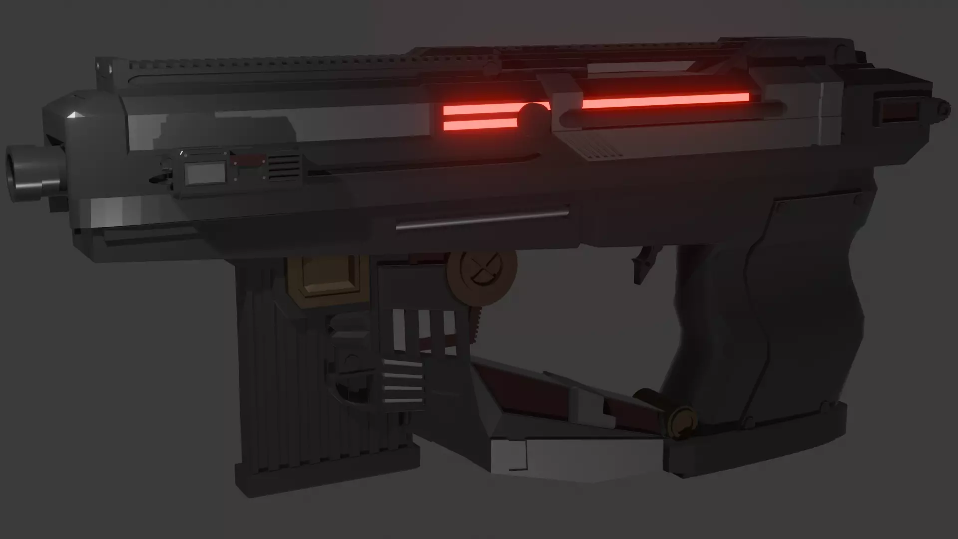 Sci-Fi Handgun Game Ready 3D Model Low-poly 3D model_2