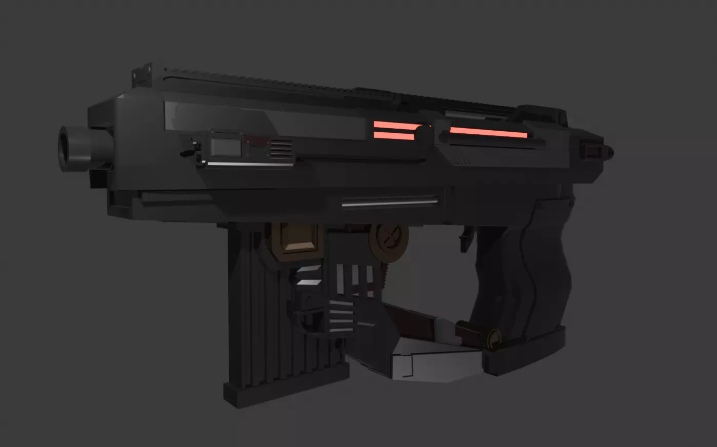Sci-Fi Handgun Game Ready 3D Model Low-poly 3D model_0