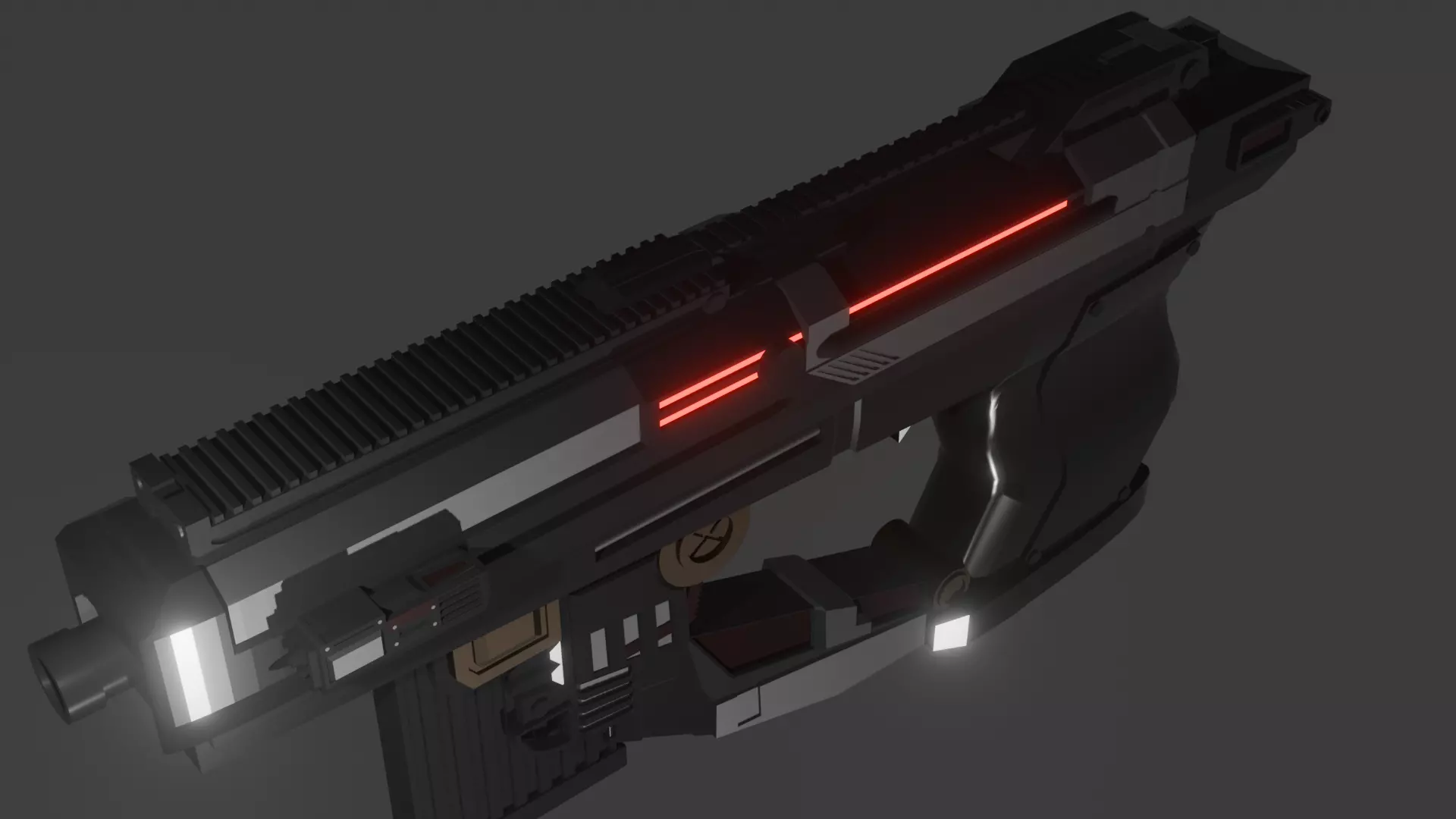 Sci-Fi Handgun Game Ready 3D Model Low-poly 3D model_4
