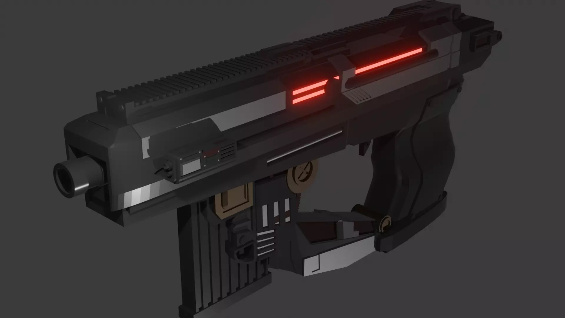 Sci-Fi Handgun Game Ready 3D Model Low-poly 3D model_9
