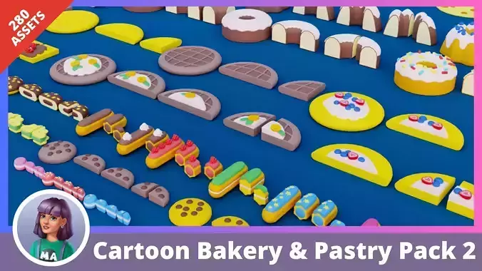 Cartoon Bakery and Pastry Pack 2 Low-poly 3D model