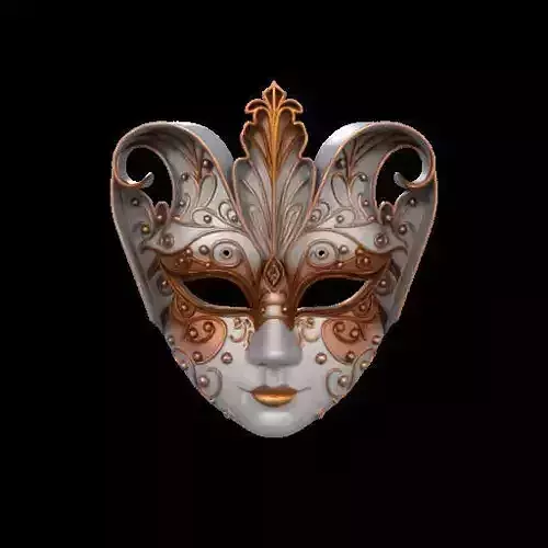 2108Venetian Carnival Mask Color 3D Model  magic
