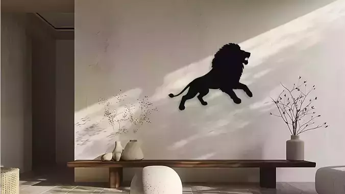 Roaring Lion Silhouette Wall Decor Art