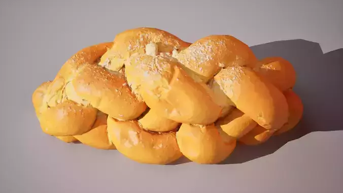 Sweet white bread braid 5K triangles 4K PBR textures