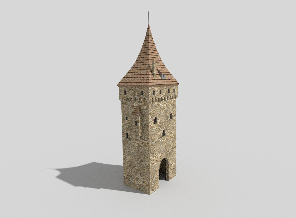 medieval tower c Low-poly 3D model_1