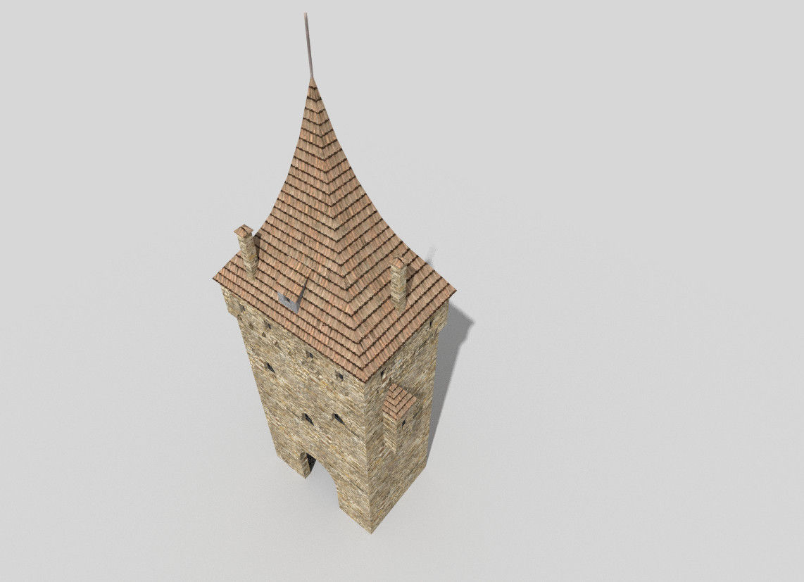 medieval tower c Low-poly 3D model_3