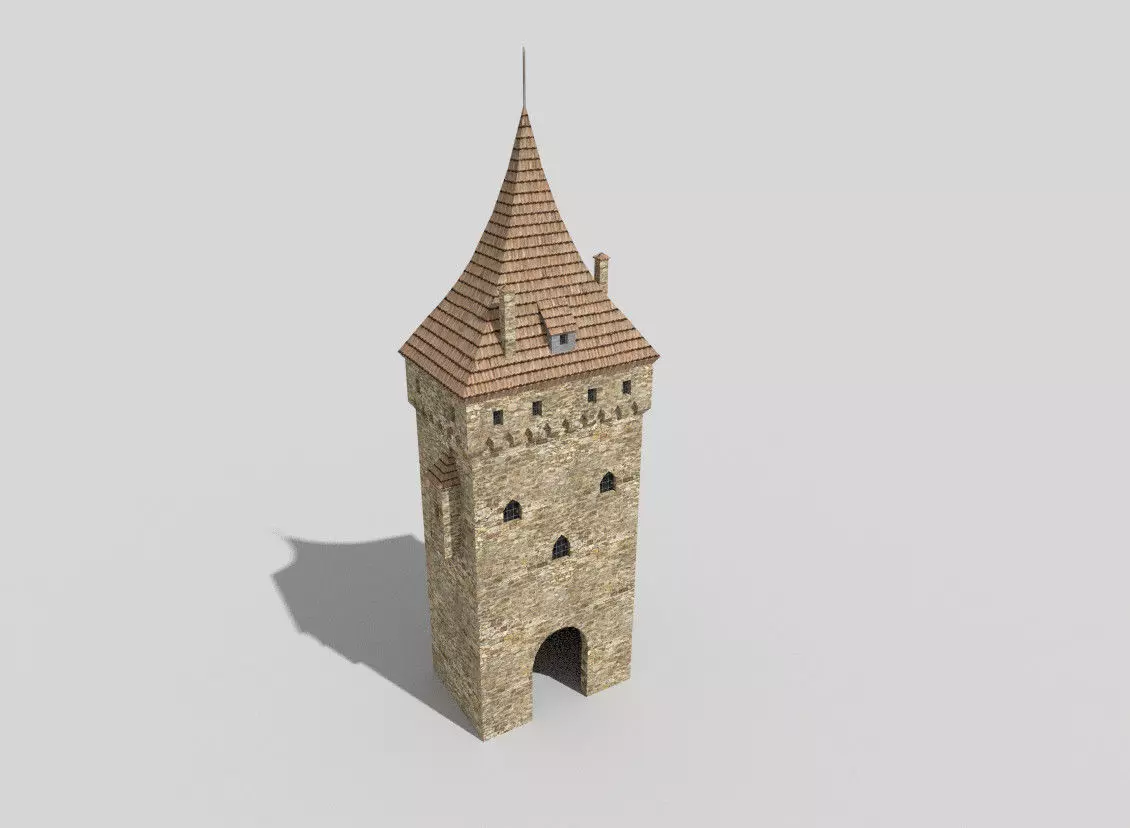 medieval tower c Low-poly 3D model_0