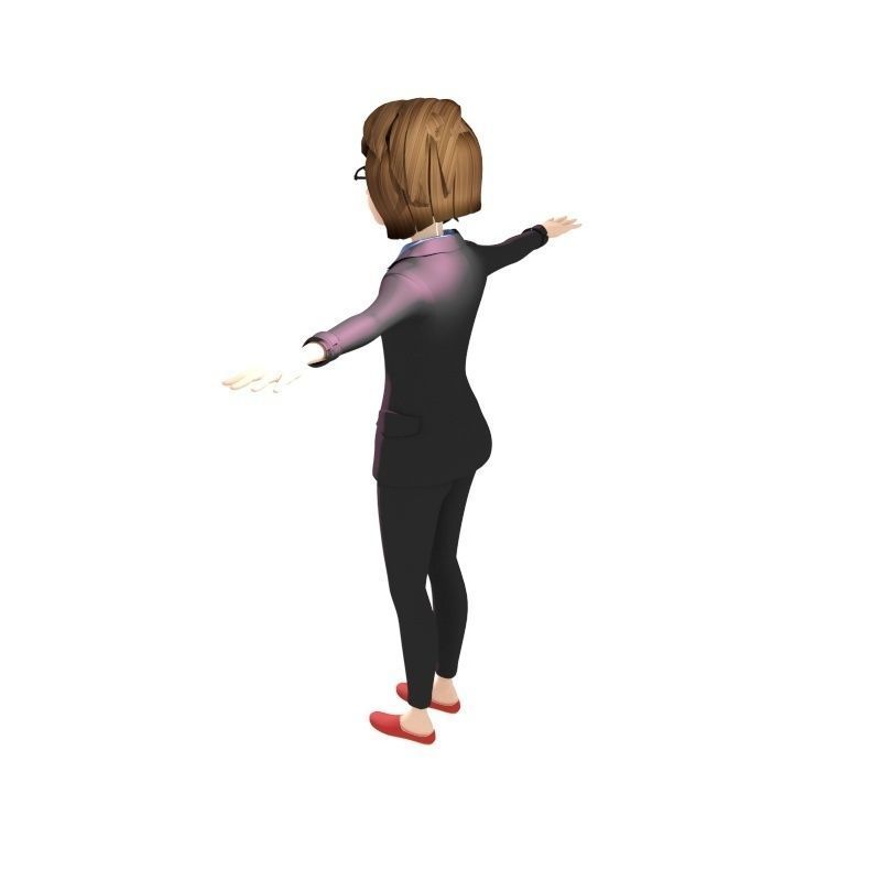 cartoon office woman Low-poly 3D model_12