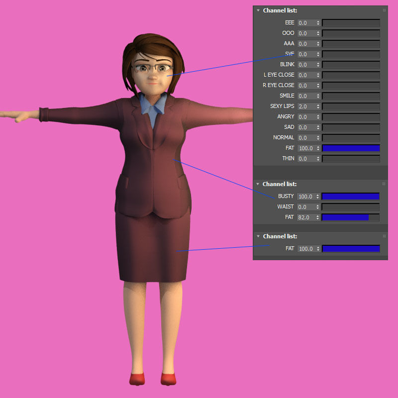 cartoon office woman Low-poly 3D model_18