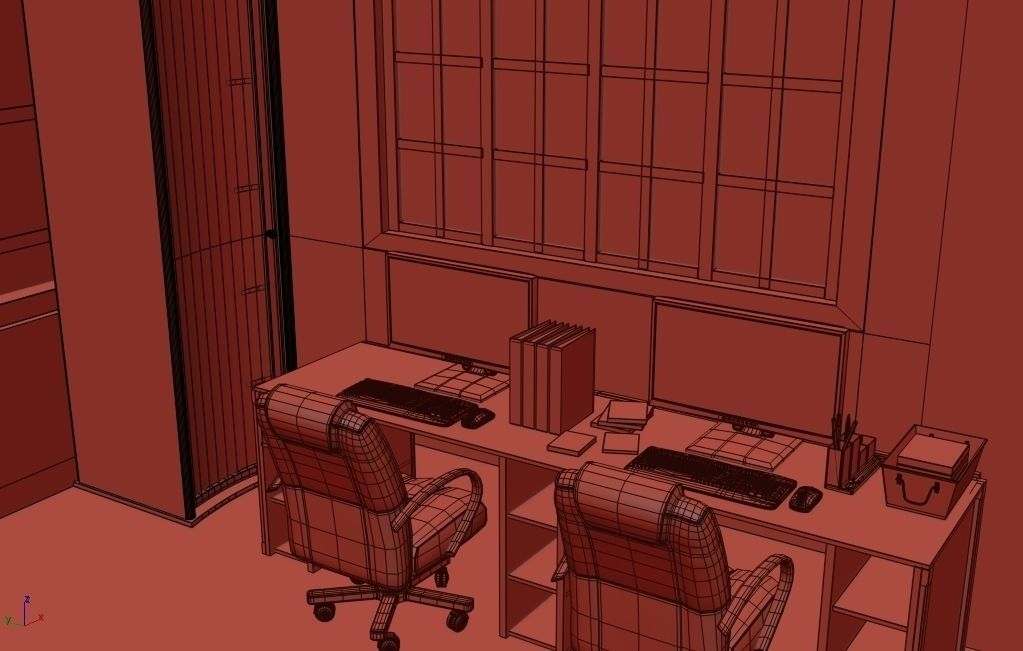 cartoon office woman Low-poly 3D model_21