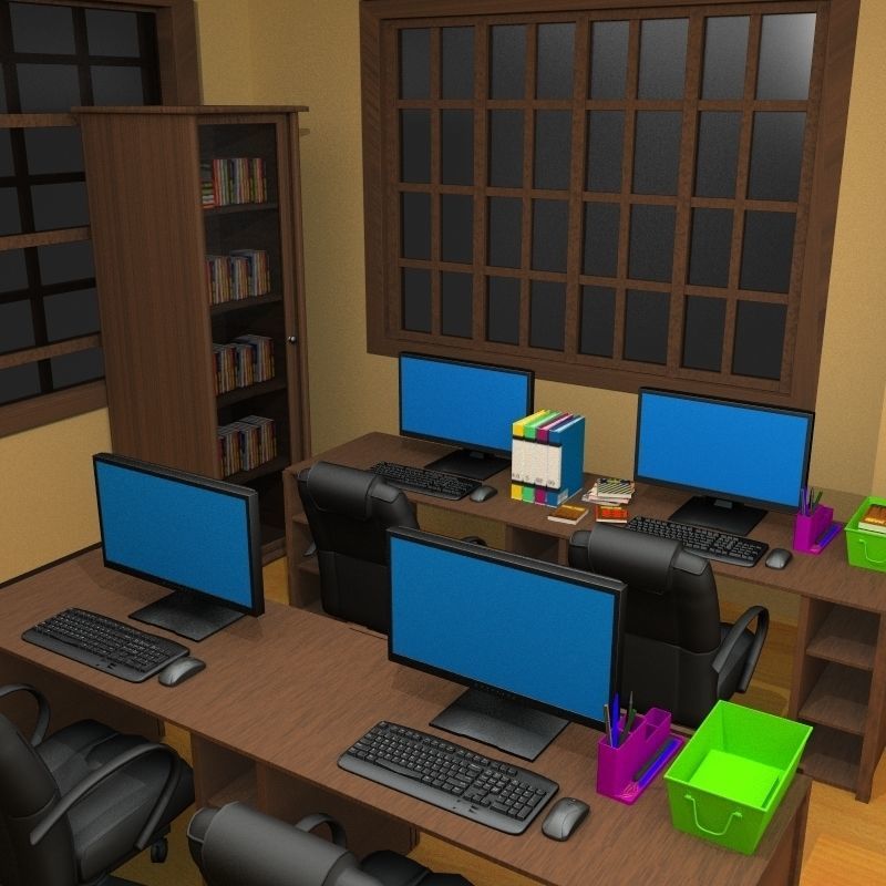 cartoon office woman Low-poly 3D model_20