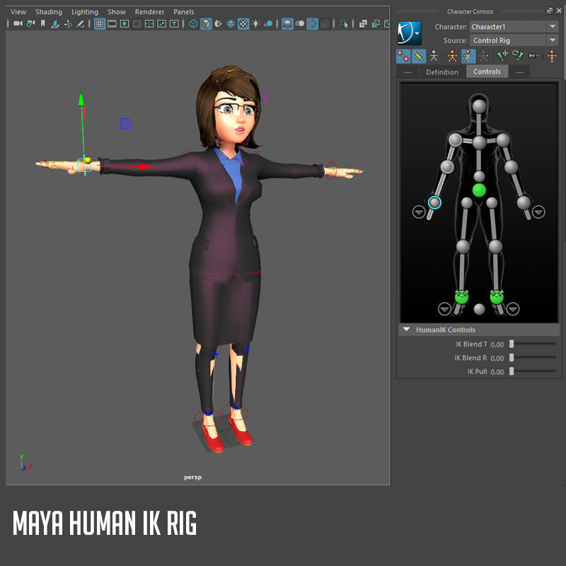 cartoon office woman Low-poly 3D model_19