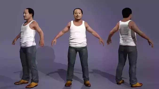 Realistic Xie Guangkun 3D Model Rigging UE Skeleton meta human