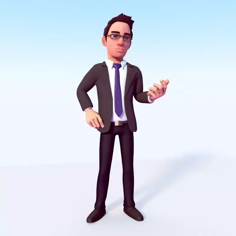 CARTOON OFFICE MAN 3D model_0