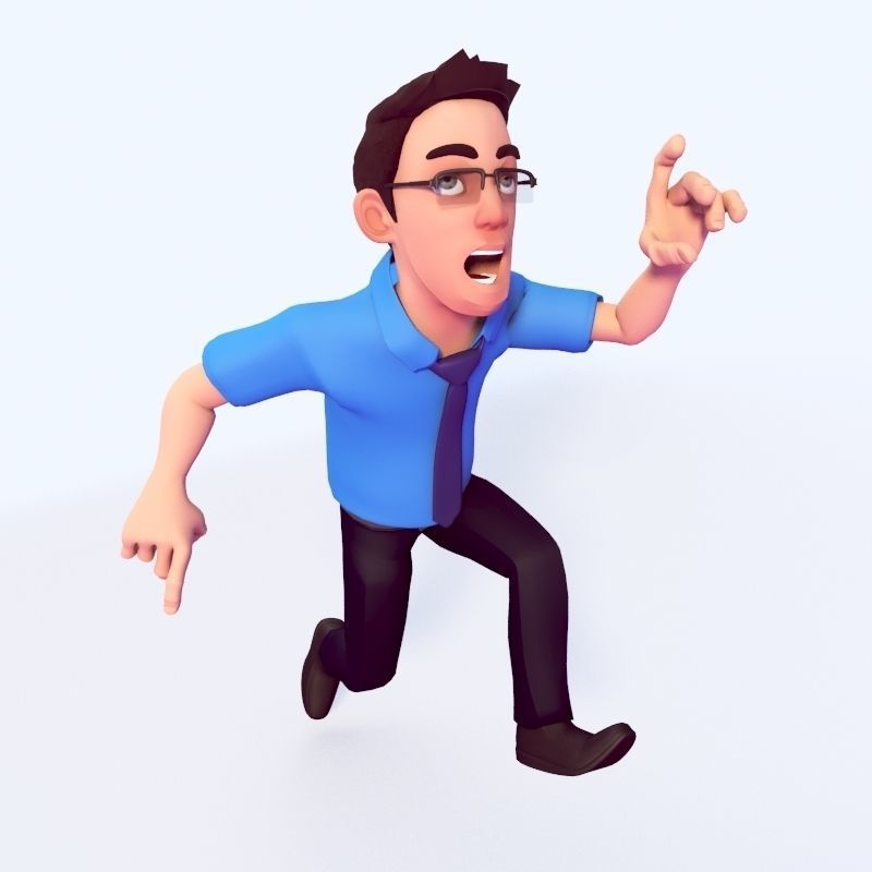 CARTOON OFFICE MAN 3D model_2