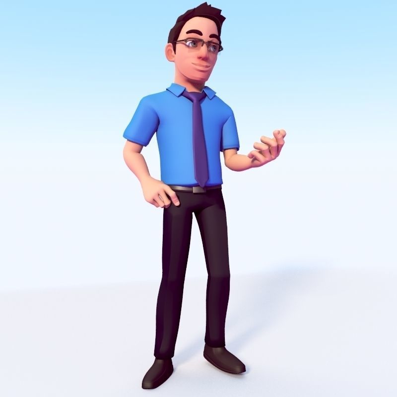 CARTOON OFFICE MAN 3D model_13