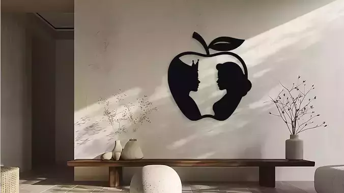 Snow White Evil Queen Apple Silhouette Wall Art