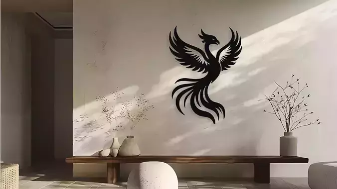 Phoenix Rising Wall Art Digital File for Laser Cut 3D Print SVG