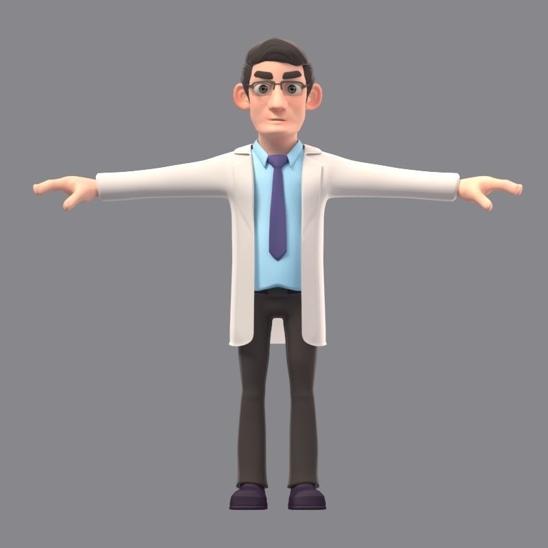 CARTOON DOCTOR MAN AND WOMEN 3D model_7