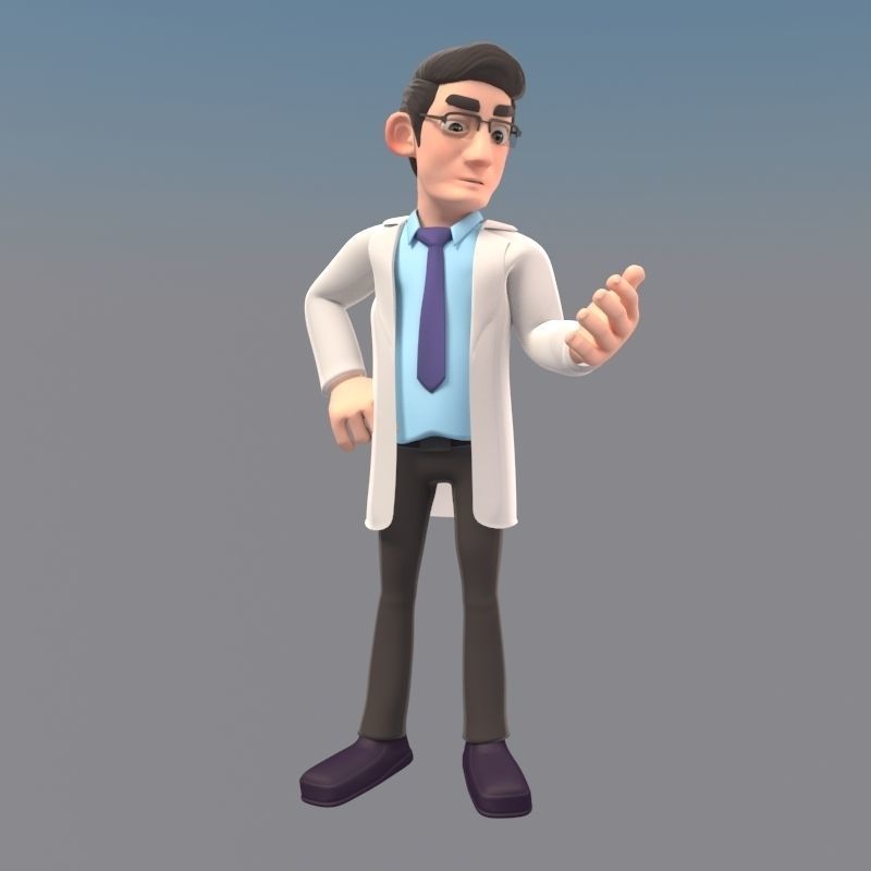 CARTOON DOCTOR MAN AND WOMEN 3D model_5