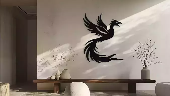 Phoenix Bird Wall Decor Art Digital File