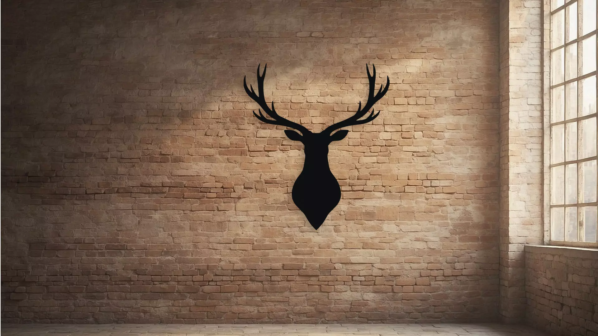 Deer Head Silhouette Wall Art Modern Rustic Decor 3D model_2