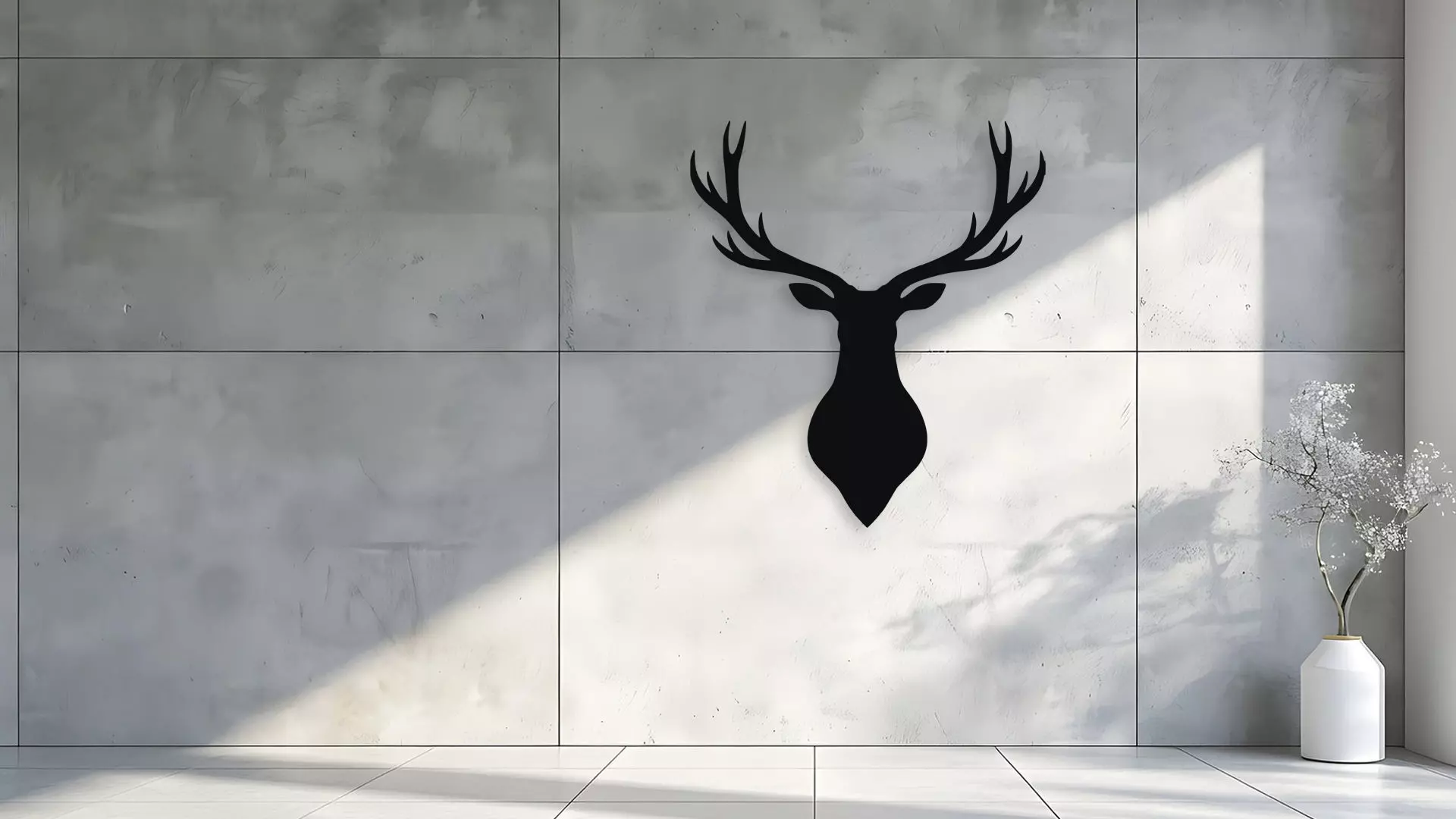 Deer Head Silhouette Wall Art Modern Rustic Decor 3D model_1