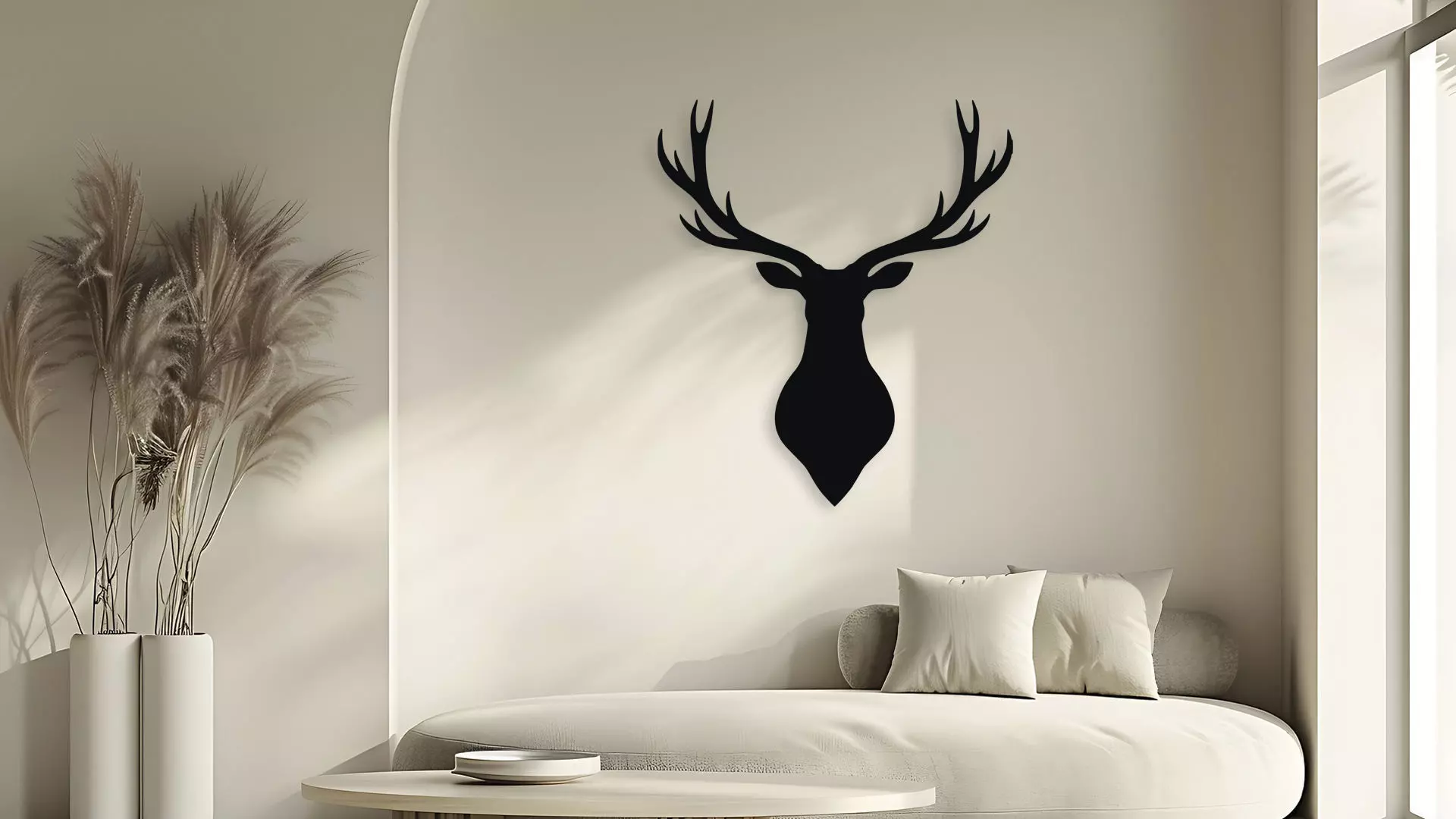 Deer Head Silhouette Wall Art Modern Rustic Decor 3D model_5