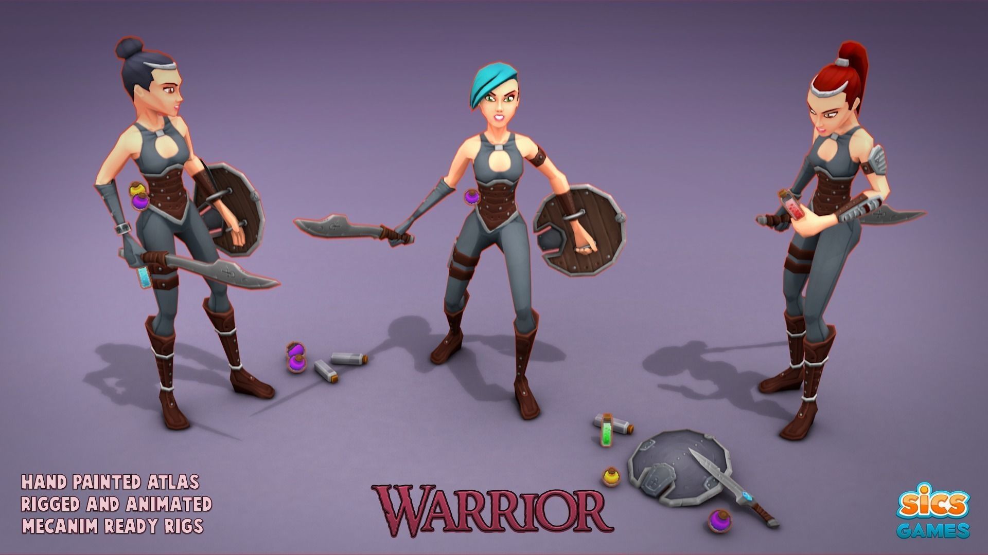 Female Character Pack Low-poly 3D model_1