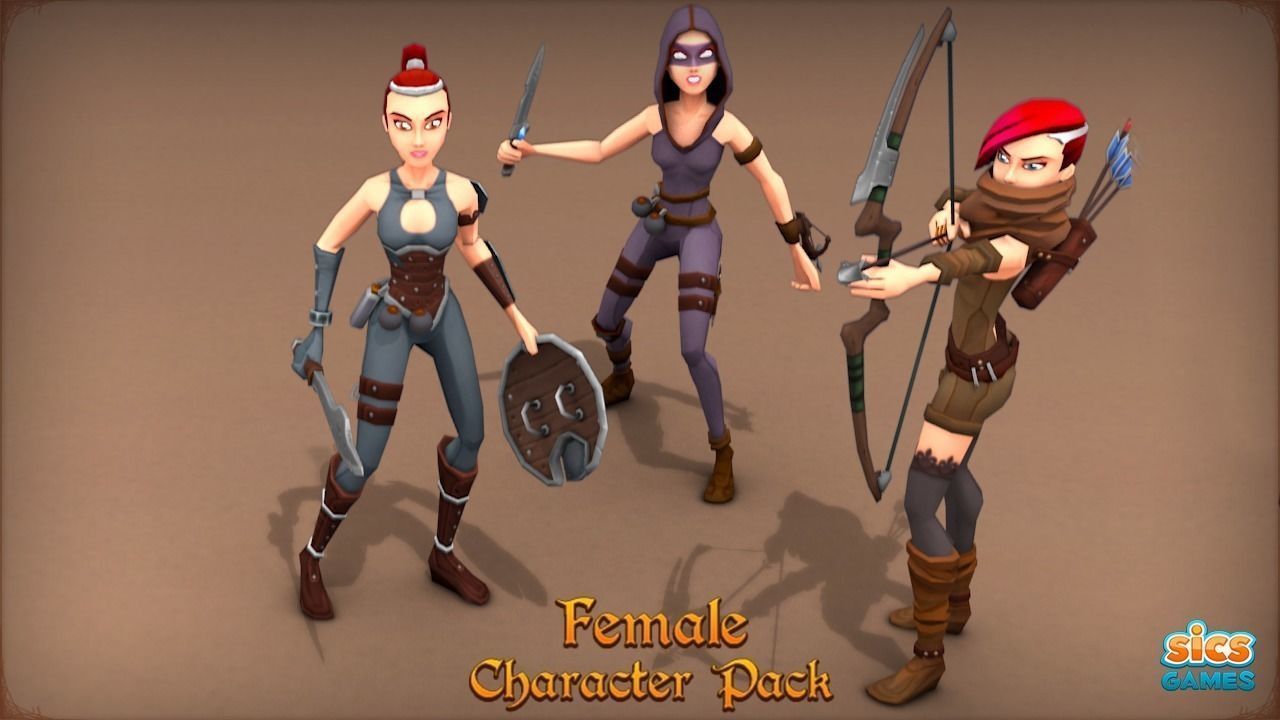 Female Character Pack Low-poly 3D model_0