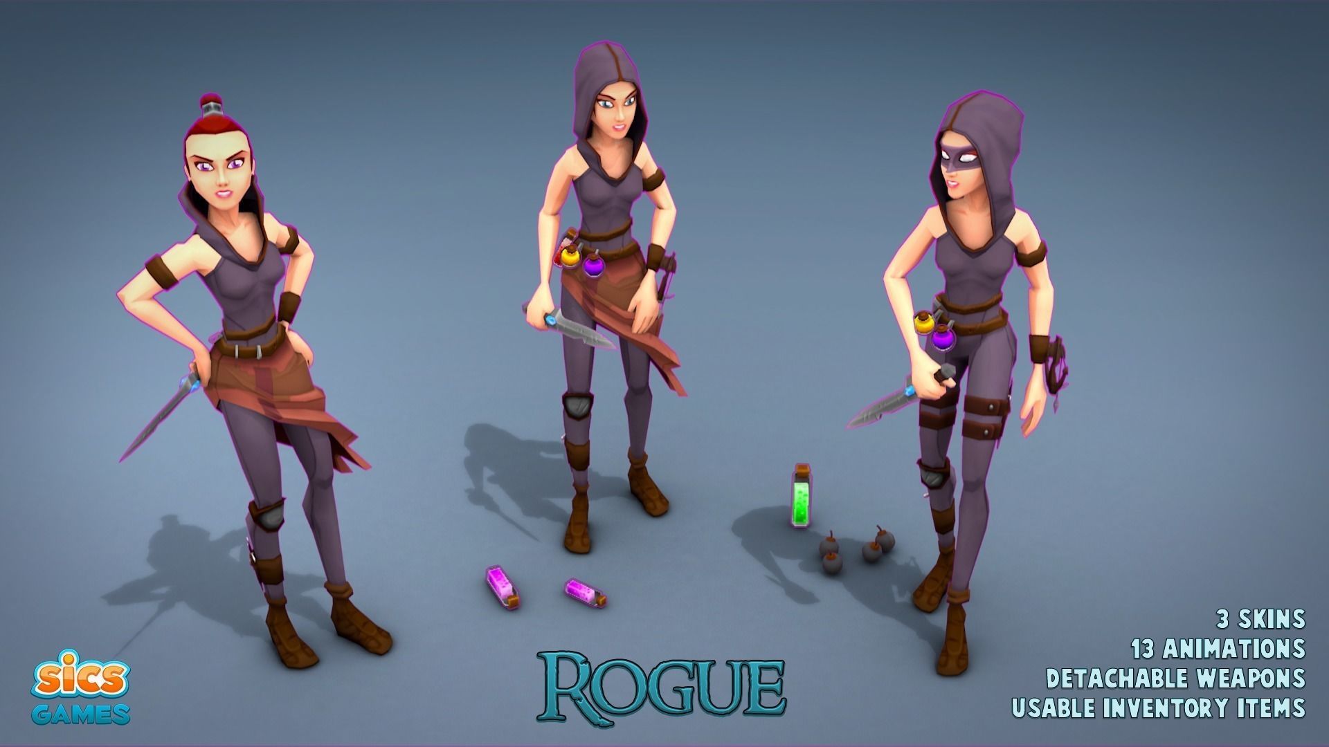 Female Character Pack Low-poly 3D model_3