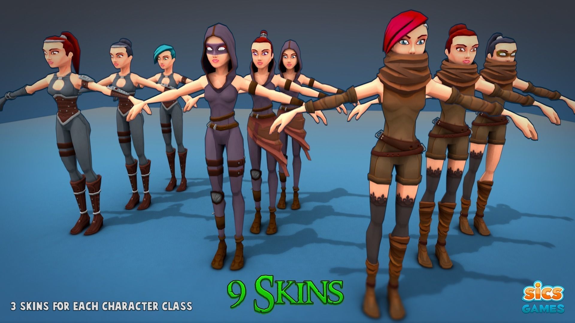 Female Character Pack Low-poly 3D model_5