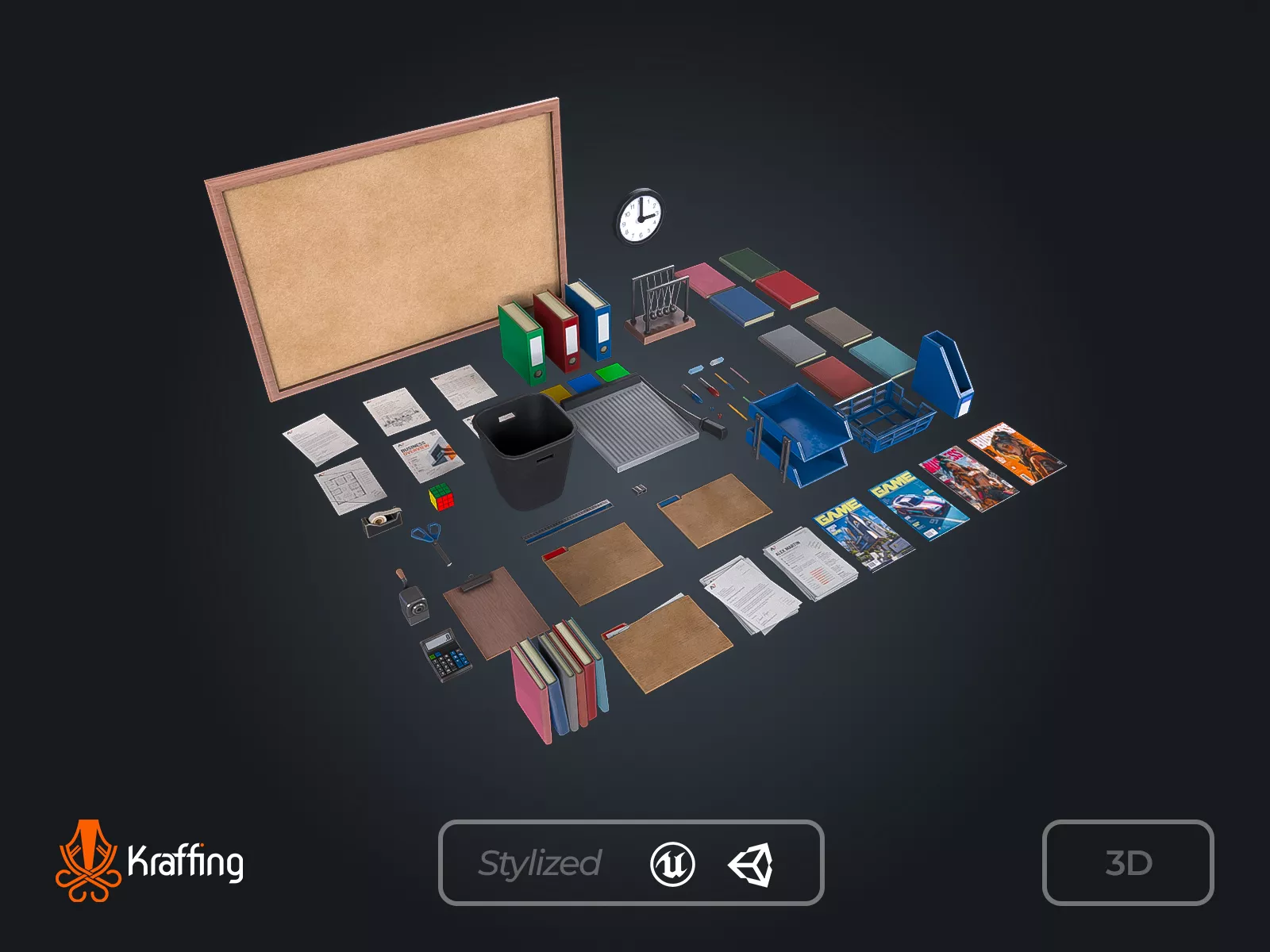 Office Stationery V1 - Desk Accessories Low-poly 3D model
