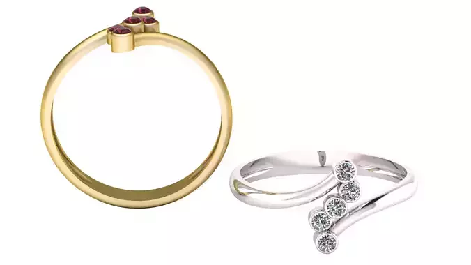Ruby Cascade Gold Ring 3D print model