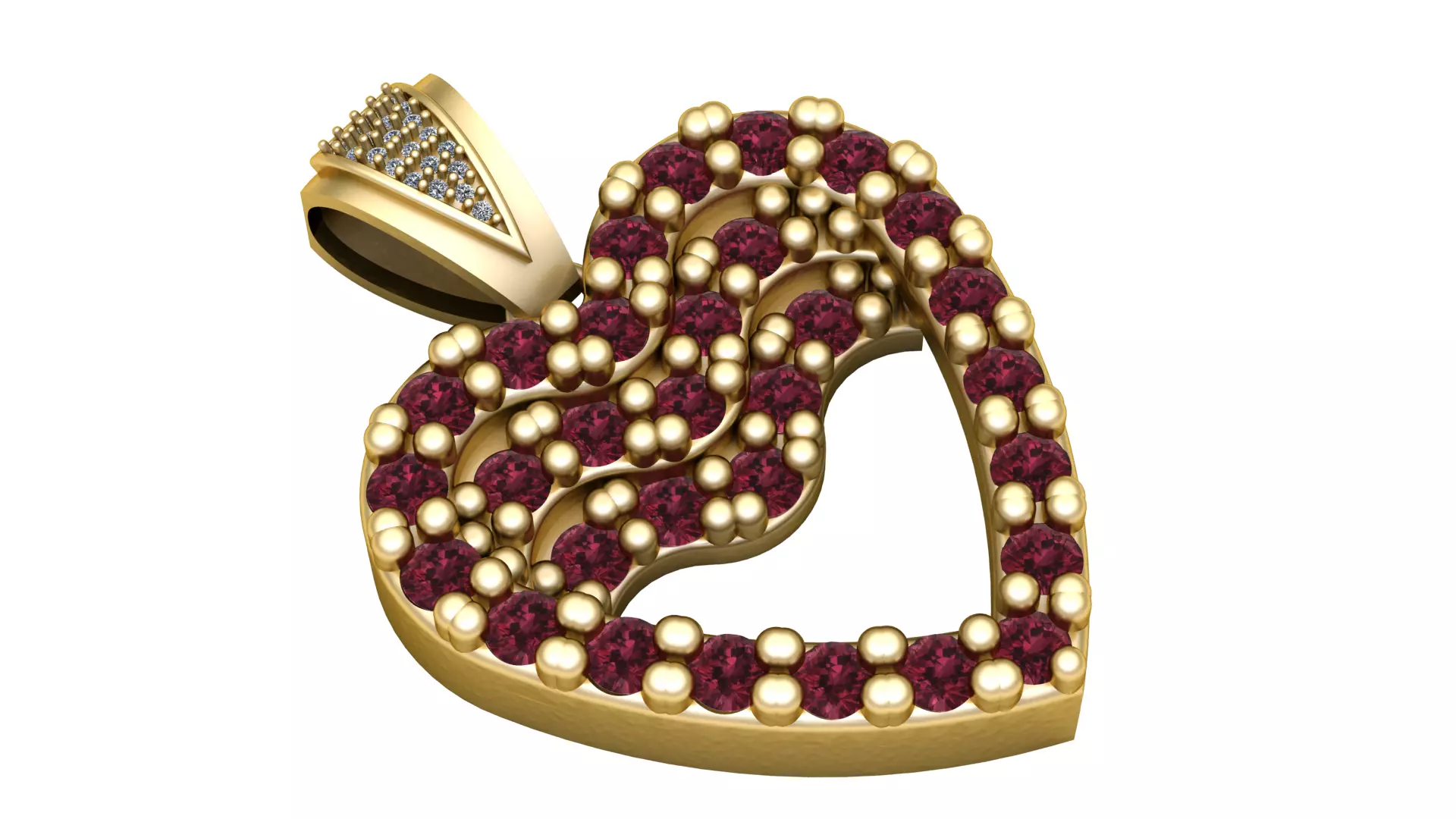 Ruby Passion Heart Pendant 3D print model